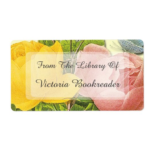 Roze gele rozen Aangepaste bibliotheek van labels (Voorkant)