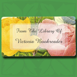 Roze gele rozen Aangepaste bibliotheek van labels