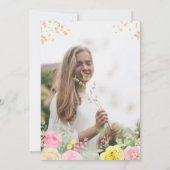 Roze gele rozen bloemengoud script zoet 16 kaart (Achterkant)