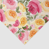 Roze & Gele Rozen Boerderij Shabby Chic Bloem Tissuepapier (Detail)