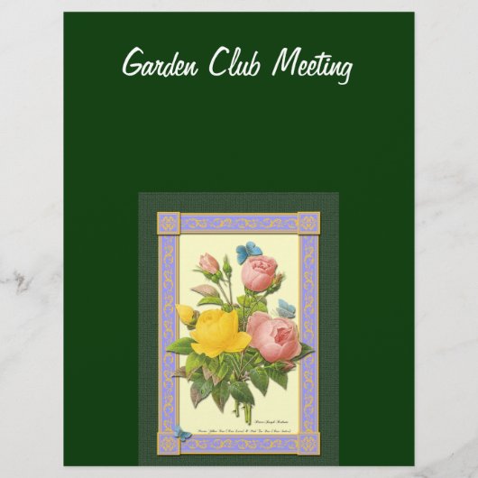 Roze Gele Rozen Botanische Affiche op Maat Flyer (Achterkant)