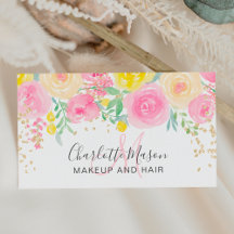 Roze gele rozen florale waterverf goudmake-up