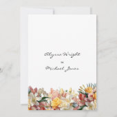 Roze gele rozen lelies orchideeën bloemenbruiloft kaart (Achterkant)