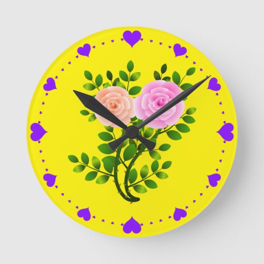 Roze Gele Rozen Ronde Klok (Voorkant)