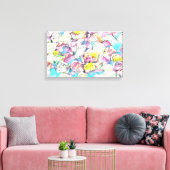 Roze gele rozen schilderend Ruitend Canvas Afdrukk (Insitu (Woonkamer))