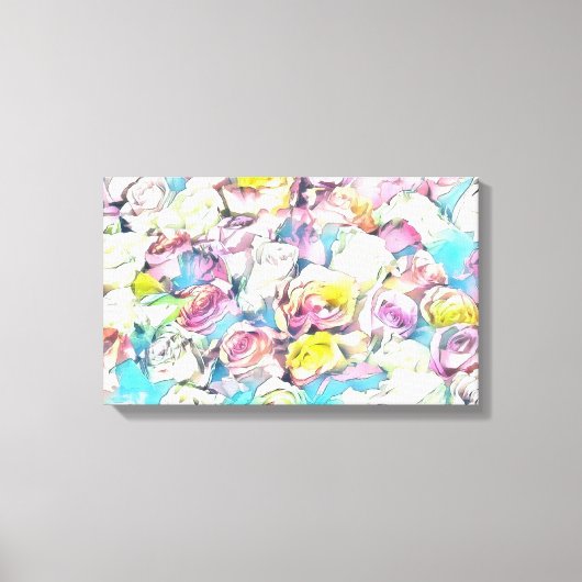 Roze gele rozen schilderend Ruitend Canvas Afdrukk (Voorkant)