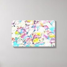 Roze gele rozen schilderend Ruitend Canvas Afdrukk