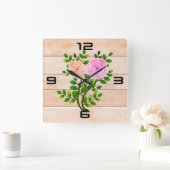 Roze gele rozen vierkante klok (Huis)