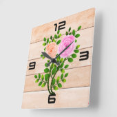 Roze gele rozen vierkante klok (Hoek)