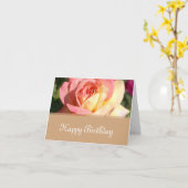 Roze, gele rozenbloemen Happy Birthday Kaart (Gele Bloem)