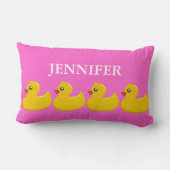 Roze, Gele RubberDucky met de Naam van het Meisje Kussen (Achterkant)
