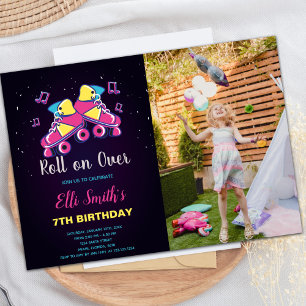 Roze gele Schaatsen met foto Kaart