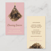 Roze gele schoonmaakdienst maid janitorial visitekaartje (Voorkant / Achterkant)