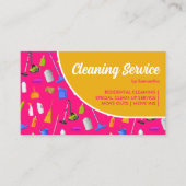 Roze gele schoonmaakservice voor moderne woningen visitekaartje (Voorkant)