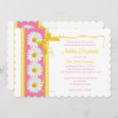 Roze gele Shasta Daisy Communion Kaart (Voorkant / Achterkant)