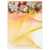 Roze gele Sjabloon Floral Colorful Waterverf Klembord (Achterkant)