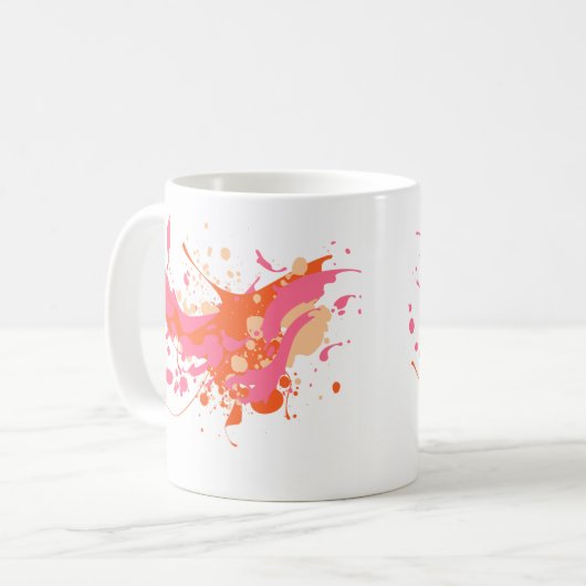 Roze Gele Splash Artistiek Koffiemok (Voorkant links)