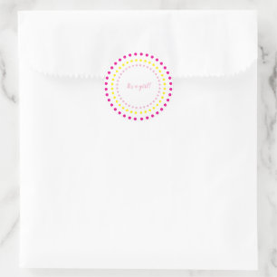 Roze & Gele Stippen Baby Meisje Geslacht Reveal Ronde Sticker