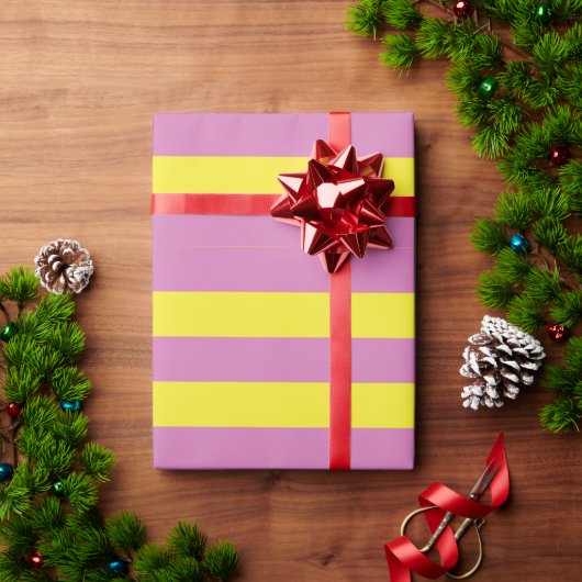 Roze Gele Strepen Cadeaupapier (Feestdagen Geschenken)
