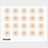 Roze Gele Strepen Kat Ronde Sticker (Vel)