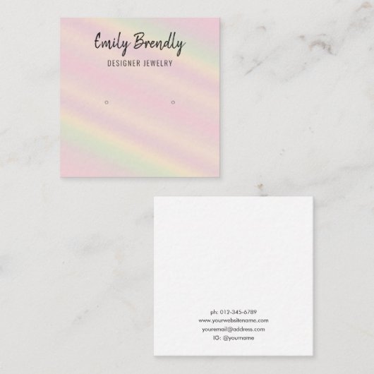 Roze Gele Strepen Oorbel Display Visitekaartje (Voorkant / Achterkant)