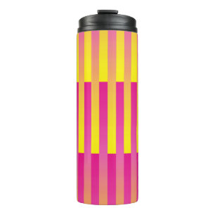 Roze Gele Strepen Patroon Thermosbeker