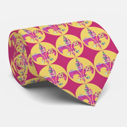 Roze gele Stropdas van het kunstpatroon (Opgerold)