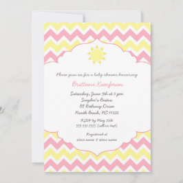 Roze gele Sunshine meisje babyshower Kaart