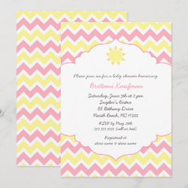Roze gele Sunshine meisje babyshower Kaart