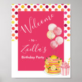 Roze Gele Taart Cupcake Welkom Party Sign Poster (Voorkant)