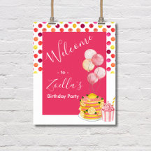 Roze Gele Taart Cupcake Welkom Party Sign