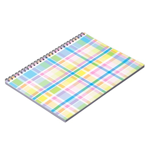 Roze gele tartaanpatroon accessoires trendy notitieboek (Linkerzijde)