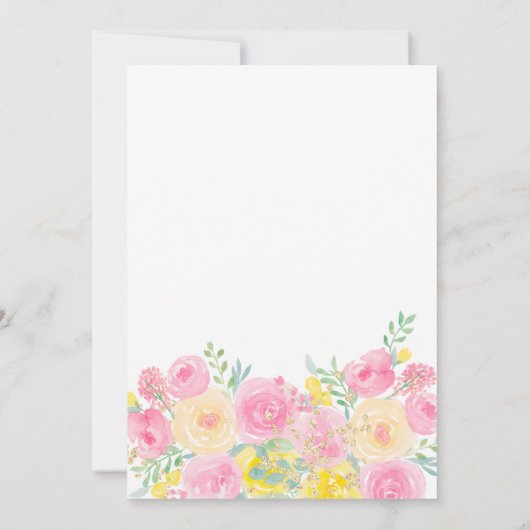 Roze gele tuin bloem waterverf Moederdag Kaart (Achterkant)