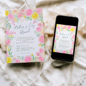 Roze gele tuin bloem waterverf Moederdag Kaart