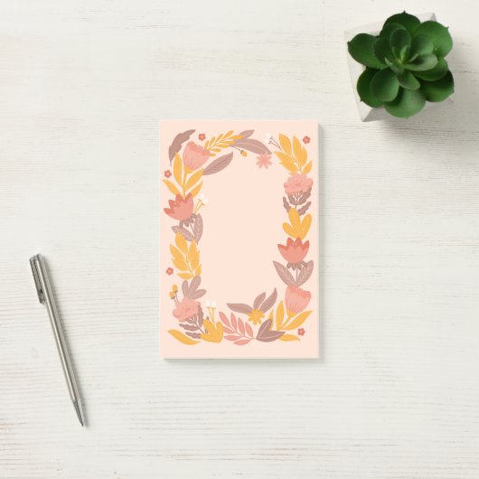 Roze gele tuinbloem. Botanische bloemen Post-it® Notes (Kantoor)