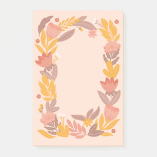 Roze gele tuinbloem. Botanische bloemen Post-it® Notes