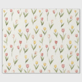 Roze Gele Tulp Bloemen Pasen Cadeaupapier (Vlak)