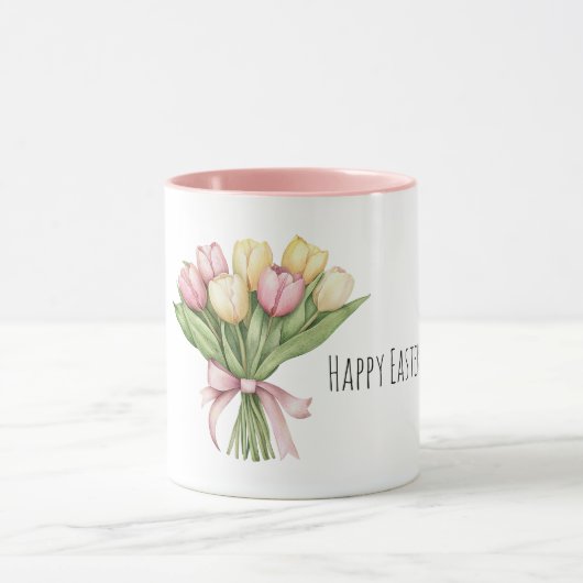 Roze Gele Tulp Bloemen Pasen Mok (Midden)
