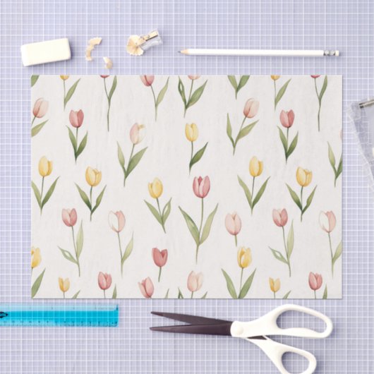 Roze Gele Tulp Bloemen Pasen Tissuepapier (Craft)