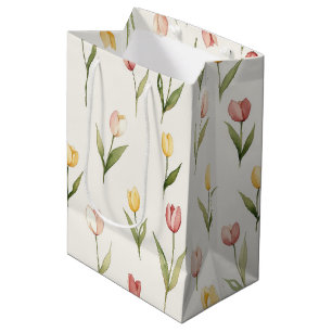 Roze Gele Tulp Bloemen Verjaardag Medium Cadeauzakje