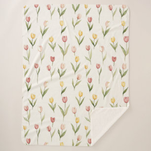 Roze Gele Tulpen Narcissen Bloemen Verjaardag Sherpa Deken