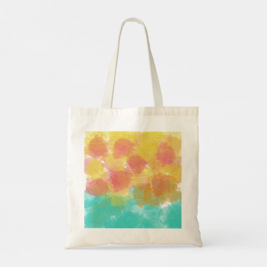 Roze gele Turquoise Hier alleen grote vibes Tote Bag (Achterkant)
