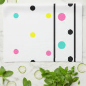 Roze Gele Turquoise Zwarte Polka Dots Theedoek (Gevouwen)