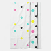 Roze Gele Turquoise Zwarte Polka Dots Theedoek (Verticaal)