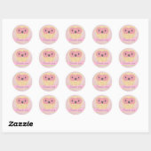 Roze & Gele Uil Dank u Label Sticker (Vel)