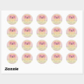Roze & Gele Uil Dank u Label Sticker (Vel)