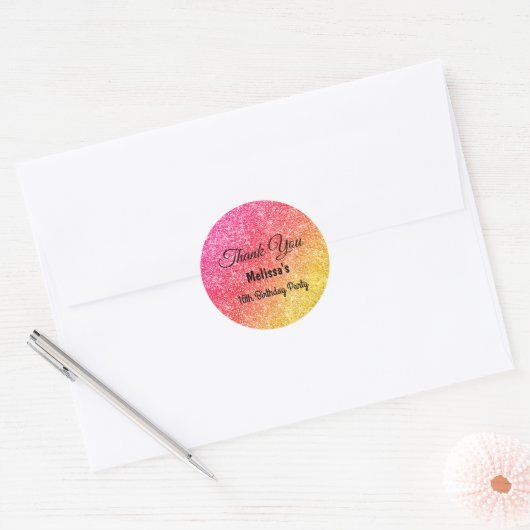 Roze Gele Verjaardag Bedankt Sticker (Envelop)
