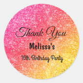 Roze Gele Verjaardag Dank u Sticker (Voorkant)