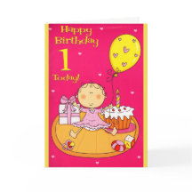 Roze & Gele Verjaardag Kaart