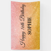 Roze Gele Verjaardag Party Glitter Spandoek (Verticaal)